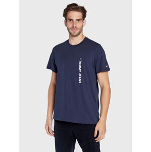 Tommy Jeans pánské modré tričko ENTRY VERTICLE - XL (C87)